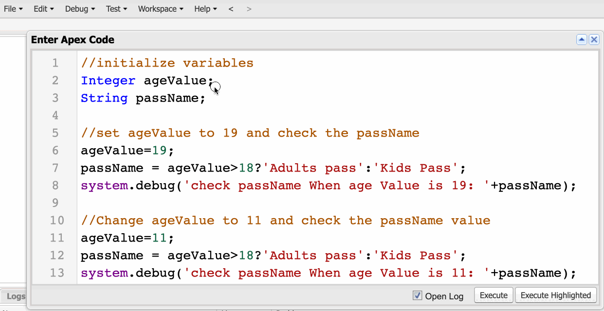 Salesforce apex ternary operator in action 