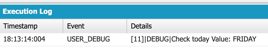 Screenshot of the Developer Console output demonstrating the usage of Enumerator to assign value to variable.